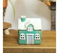 Ceramic Tealight Candle Holder Cottage Shaped House Snowy Cottage Xmas Festive Shelfsitter Ornament