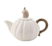 Ceramic Teapot 3D Hedgehog Lid White Pumpkin Design 800Ml Tea Pot Country Living