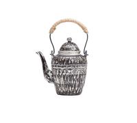 Ceramic Teapot Ink Pottery Silver Colored Handlebar Teapot Handmade Household Retro Light Luxury Ceramic Kung Fu Tea Set Porcelain