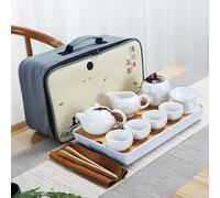 Ceramic Teapot One Pot Four Cup Outdoor Travel Kung Fu Teapot Tote Bag Travel Cup Set Tcup Kung Fu Teaset Chinese Tea Set (Style 5)