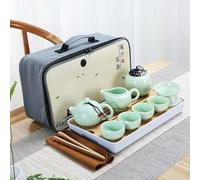 Ceramic Teapot One Pot Four Cup Outdoor Travel Kung Fu Teapot Tote Bag Travel Cup Set Tcup Kung Fu Teaset Chinese Tea Set (Style 6)