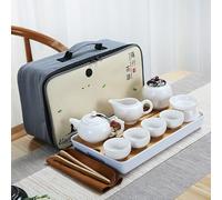 Ceramic Teapot One Pot Four Cup Outdoor Travel Kung Fu Teapot Tote Bag Travel Cup Set Tcup Kung Fu Teaset Chinese Tea Set (Style 2)