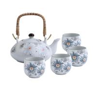 Ceramic Teapot Set with Smooth Surface for Herbal Tea Serving | Vintage Delicate Tableware, Heat Insulation and Easy Care, for Hotel Break Room Office Workers