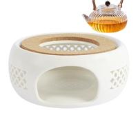Ceramic Teapot Warmer Hollow Coffee Food Warmer with Cork Cushion Tea Light Warmer Tea Pot Warmer Base for Glass Teapot and Other Heatproof Dish Warming Use