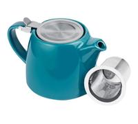 Ceramic Teapot with Infuser - 500ml/17.6oz Porcelain Loose Leaf Tea Pot with Strainer, Small Stump Teapot for Delicate Brewing