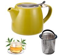 Ceramic Teapot With Infuser and Lid - 500ml/17oz Large Capacity for Blooming & Loose Leaf Tea, Afternoon Set (Grass Green)