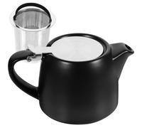 Ceramic Teapot with Stainless Steel 500ml Infuser, Loose Leaf Tea Pot | Fine Mesh Filtration, Smooth Spout and Handle, Glossy Black Finish for Dorm Rooms or Restaurants