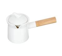 Ceramic Teapot with Wooden Handle, Japanese Ceramic Kyusu Teapot One-Hand Porcelain Kung Fu Retro Tea Kettle for Home Restaurants 300ML