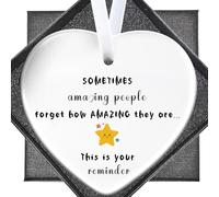 Ceramic Thank You Gift - Heart Plaque Inspirational Appreciation Sentimental You're Amazing Gifts For Best Friend Teacher Nurse Worker Mentor Family Colleague - Sometimes Amazing People Forget
