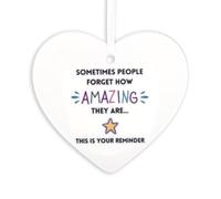 Ceramic Thank You Gift, Rainbow Heart Plaque, Sentimental Well Done Gift with Box, Sometimes People Forget How Amazing They Are, Thank You Keepsake Gift for Mentor Friend Family Colleague Mom