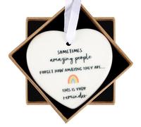 Ceramic Thank You Gift Rainbow Keepsake Heart Gifts Sentimental You're Amazing Ceramic Gift Heart Plaque with Box for Valentine's Day gifts Mentor Friend Family Colleague