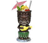 Ceramic Tiki Glasses Cocktail Glasses Tiki Mugs Exotic Tiki Cup Professional Tiki Bar Decorations for Hawaiian Party Barware (1PCS)