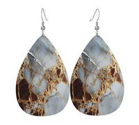 Ceramic tile pattern Women's Teardrop Leather Earrings - Lightweight PVC Dangle Earrings, 925 Silver Hooks, Double-Sided Prints | Hypoallergenic Gift