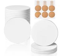 Ceramic Tiles for Crafts, GOH DODD 24 Pack Unglazed Blank Coasters Paint Your Own Coasters with 24 Cork Backings for Alcohol Ink, Painting, Acrylic Pouring, Art Projects, Round, 4 Inch