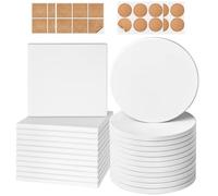 Ceramic Tiles for Crafts, GOH DODD 24 Pack Unglazed Blank Coasters White Tiles with 24 Cork Backings for Alcohol Ink, Painting, Acrylic Pouring, DIY, Art Projects, Housewarming Gifts Wedding, 4 Inch