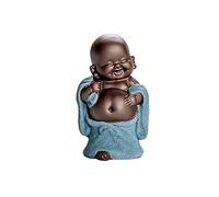 Ceramic Tiny Cute Buddha Statue Monk Figurine Ornaments Little Monk Tea Pet Tea Accessories Kung Fu Tea Set Home Decor 4'' Inches High (6 x 10 cm) Art collection
