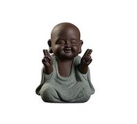 Ceramic Tiny Cute Buddha Statue Monk Figurine Tea Pet Creative Home Teahouse Small Adornment Home Car Decor Ornament Crafts Tea Accessories Art collection
