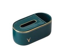 Ceramic Tissue Box Cover with Multi-Function Side Pocket for Remote, Cosmetics & Pens - Stylish Tabletop Storage Solution for Home & Office Decor