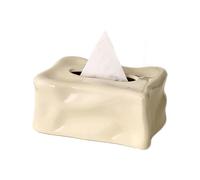 Ceramic Tissue Box Holder - Irregular Texture Design for Home & Office Stylish White & Silver Tissue Dispenser for Living Room Desktop Modern Decor