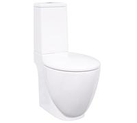 vidaXL Ceramic Toilet Back Water Flow White Home Bathroom WC Plumbing Fixture