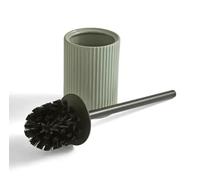 Ceramic Toilet Bowl Brush and Holder for Bathroom, Ribbed Design Free Standing Anti Bacterial Strong PP Fibre Bristle Brush with Cup Easy for Bathroom, Green
