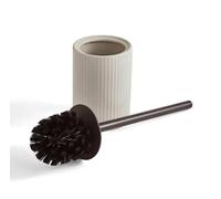 Ceramic Toilet Bowl Brush with Bowl for Bathroom, Ribbed Design Free Standing Anti Bacterial Strong PP Fibre Bristle Brush with Cup Easy Bathroom Cleaning Accessories