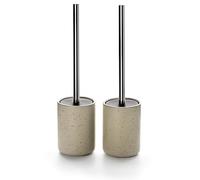 Ceramic Toilet Brush & Holder Set - Freestanding Deep-Cleaning Toilet Bowl Cleaner Brush, Stainless Steel Handle, Small & Sturdy for Storage, Easy to Clean, Non-Scratching