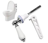 Ceramic Toilet Flush, Toilet Handles Flush Lever Traditional Victorian Style Toilet Handle Replacement Kit Chrome Plated Metal Handle for Toilet WC Cistern Flush Lever (White)