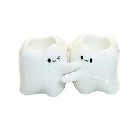 Ceramic Toothbrush and Toothpaste Holder for Wet Areas | Easy to Clean Modern Design, Water Resistant Holder with Sturdy Heavy Base for Wet Areas, Family Bathrooms