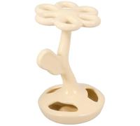 Ceramic Toothbrush Holder 6 Holes Beige Stand for Bathroom Desk