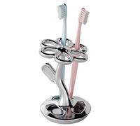 Ceramic Toothbrush Holder, Creative Flower-Shaped Toothbrush Stand for Bathroom, Multifunctional Storage for Toothbrushes & Makeup Brushes, Fits Handles < 0.47 Inches, 3 Colors (Silver)