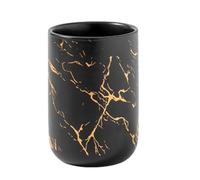 Ceramic Toothbrush Holder - Marble Design Cup, Storage Organizer Pot | Toothbrush And Makeup Brush Storage Comfortable Grip, Toothpaste Stand, Modern Bathroom Counter, Smooth Placement