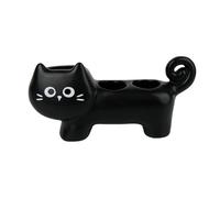 Ceramic Toothbrush Holder with 3 Holes, Cartoon Cat Design Electric Toothbrush Stand, Waterproof Bathroom Organizer for Home Use(Black)