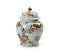 Ceramic Traditional Longevity Peach Porcelain Ginger Jar Vase for Home Decor, Decorative Chinoiserie Ceramic Ginger Jars Vase with Lid Tea Canister (16x22.5cm)