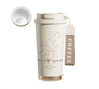 Ceramic Travel Mug, 2025 New Coffee Travel Mug with Straw & Flip Lid, 18.6oz Insulated Tumbler Cup with Ceramic Coating, Double Wall Vacuum Leak-Proof Thermos Mug for Office School Party Camping