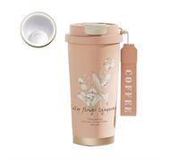 Ceramic Travel Mug, 2025 New Coffee Travel Mug with Straw & Flip Lid, 18.6oz Insulated Tumbler Cup with Ceramic Coating, Double Wall Vacuum Leak-Proof Thermos Mug for Office School Party Camping