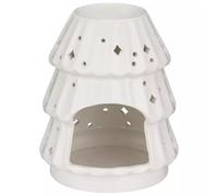 Ceramic Tree Oil Burner Stars Design Tealight Holder Xmas Wax Melt Warmer Christmas Festive White