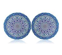 Ceramic Stone Trivet for Hot Pots and Pans, Heat Resistant Mats with Beautiful Sun Flower Pattern and Scratch Proof Cork Base, Gifts for Friends, Round 7.8 Inch Set of 2