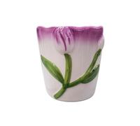 Ceramic Tulip Flower Pot, Purple 3D Embossed Planter