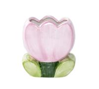 Ceramic Tulip Makeup Brush Holder, Flower Shaped Cosmetic Storage Cup for Vanity Desk, Pen and Pencil Organizer, 4.72 X 2.32 X 4 In