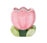 Ceramic Tulip Makeup Brush Holder, Flower Shaped Cosmetic Storage Cup for Vanity Desk, Pen and Pencil Organizer, 4.72 X 2.32 X 4 In