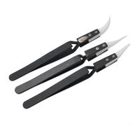 Ceramic Tweezer Set Includes Three Anti Static Tools with Zirconia Precision Tips for Tough Jobs