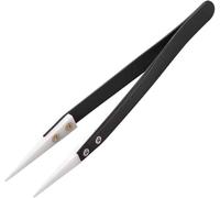 Ceramic Tweezers, Stainless Steel Tweezers, Non-Conductive, High Temperature Resistance 3000 Degrees Applicable to Precision Electrical Operation (Black)