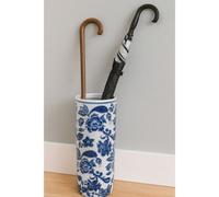 Assorted Collections Ceramic Umbrella Stand | 18" Tall White & Blue Floral Porcelain Holder for Umbrellas & Walking Sticks | Indoor Planter & Entryway Home Décor