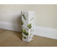 Ceramic Umbrella Stand Stick Holder Green 44cm Tall Hexagonal w Floral Dragonfly
