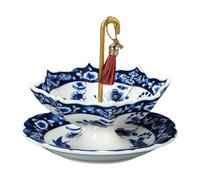 Ceramic Umbrella Tea Strainer, Loose Leaf Tea Filter, Chinese Blue and White Porcelain, Smooth Glaze Easy Clean, Matching Drip Tray, for, Office Break, Travel Set