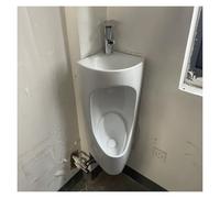 Ceramic Urinal for Men, Commercial Corner Urinals for Men's Restrooms, Wall Mounted Urine Diverter with Sink for Home Shed Backyard RV, Anti Splash
