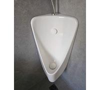 Ceramic Urinal with Flush Valve and Deodorizing Lid - Wall-Mounted Space-Saving Solution for Garage, Backyard, or Station