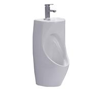 Ceramic Urinals for Men Bathroom with Wash Basin and Sensor Faucet, Wall-Mounted Installation, Wall Drain, for Bars Hotels Public Toilet(White)