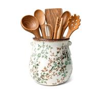 Ceramic Utensil Holder for Kitchen Counter, Large Rustic Utensil Crock
